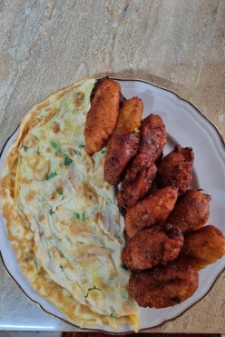 Omelette beignets de manioc